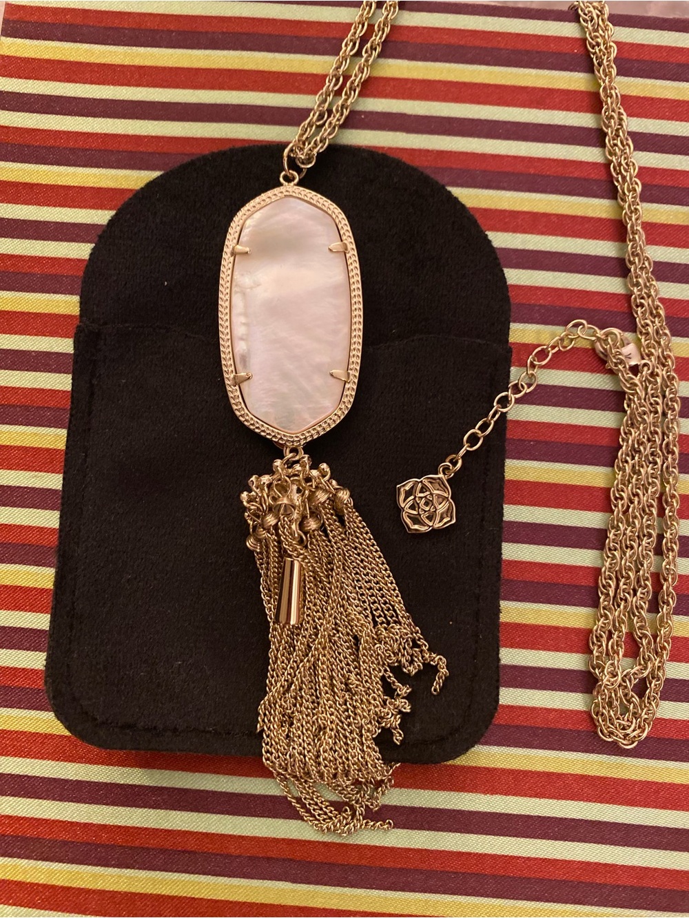 Kendra Scott Gold-tone Mother of Pearl Tassel Pendant Necklace - Women Jewelry